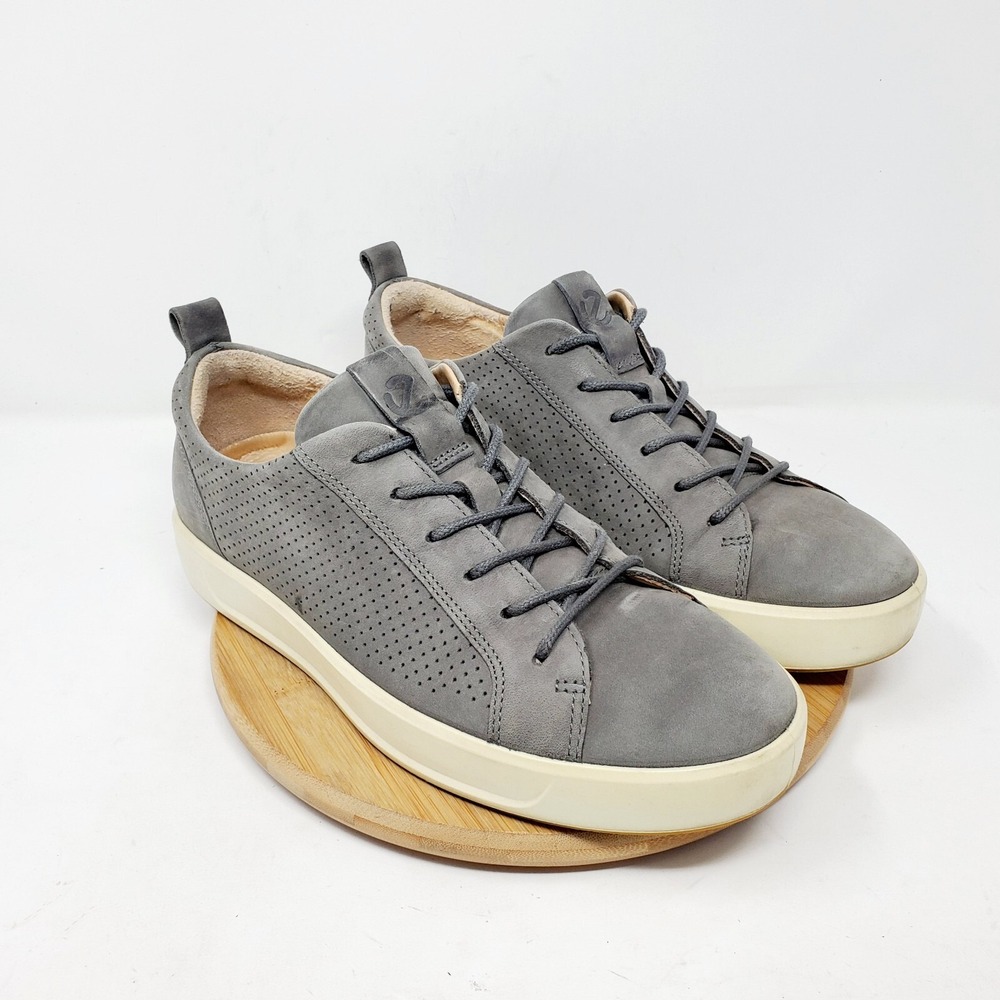 ECCO Soft 8 Perforated Shoes‎ Womens 40 Grey Blue Leather Sneaker Comfort Casual